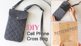 DIY Cell Phone Bag  Quilting mini Cross Bag  Mobile Pouch Making  Sewing PatternPDF [upl. by Solrak]