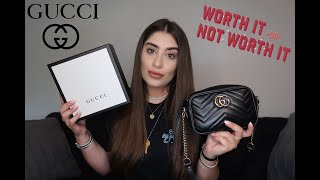 GUCCI Marmont Matelassé Mini Purse Review  Whats in my Bag  Is it worth it [upl. by Rebmetpes]