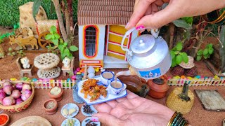 Miniature Tea  Onion Pakoda  Tea amp Snacks Recipe  Rinis Miniature [upl. by Akemaj664]