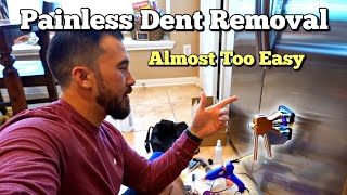 Removing Dent from A Refrigerator Door Using Amazons Best Selling Kit Its a How To and Review [upl. by Suiratnod388]