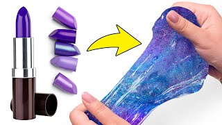 MakeUp and Glitter Make Beautiful Galaxy Slime [upl. by Lidah]