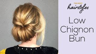 Low Chignon Bun  Easy Tutorial by TRHs [upl. by Guadalupe]