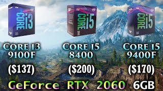 Core i3 9100F vs Core i5 8400 vs Core i5 9400F  RTX 2060 6GB  Tested 17 PC Games 1080p 1440p 4K [upl. by Brunell]