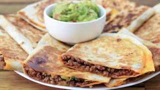 Cheesy Ground Beef Quesadillas Recipe [upl. by Alexia]