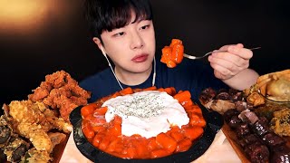 진짜 최고🔥죠스떡볶이 로제크림떡볶이 먹방 ft 순살치킨 순대 튀김 Cream Tteokbokki Fried Chicken Mukbang [upl. by Hiltan]