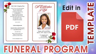 Editable PDF Funeral Program Templates [upl. by Lehctim]