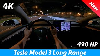 Tesla Model 3 Long Range 2021 Refresh  Night POV drive amp FULL review in 4K  Matrix LED 0  100 [upl. by Massimo]