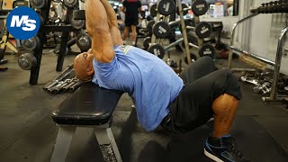 MampS Quick Tip How to Perform Dumbbell Pullovers w Victor Martinez [upl. by Ellemac]