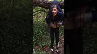 Girl tries to show off while sitting on a tree branch and ends up getting stuck [upl. by Otsirave554]