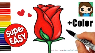 How to Draw  Color a Rose Super EASY Realistic [upl. by Aldwin496]