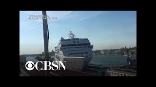 At least 4 injured in Venice cruise ship crash [upl. by Hairabez]