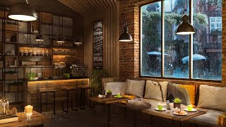 Rainy Cafe with Cozy Jazz  Relaxing Elegant Instrumental Jazz for Work Study Focus and Chill [upl. by Ianej955]