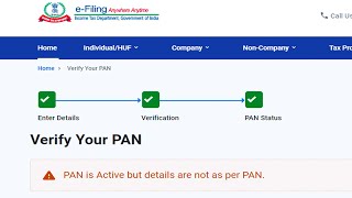 PAN is Active but details are not as per PAN how to solve my instant pan card inactive 2021 [upl. by Adamina]