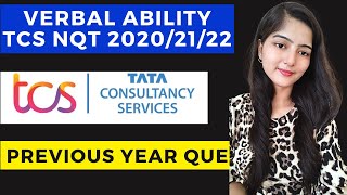 TCS NQT Verbal Ability  Verbal Ability Previous Year Questions  TCS NQT 2020 2021  2022 [upl. by Wiltshire435]