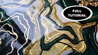 Geode Resin Art FULL TUTORIAL  Malachite Druzy by DiankaPours [upl. by Etat]