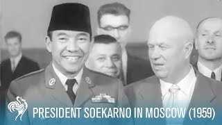 President Soekarno of Indonesia in Moscow 1959  British Pathé [upl. by Meter329]