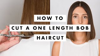 How to Cut Hair One Length LobBob Hair Cut  Tutorial  Lesson  MIG Training [upl. by Ahsimrac813]