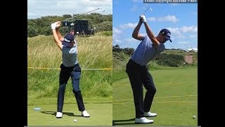 Justin Thomas golf swing  Long Iron faceon amp downtheline July 2017 [upl. by Teri416]