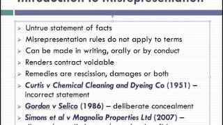 Misrepresentation Lecture 1 of 4 [upl. by Suzanna687]