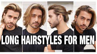 4 LONG HAIRSTYLES FOR MEN  Mens Hair Tutorial [upl. by Evol]