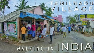 Village Life in Tamil Nadu  Walking through the rural roads Indian villages  4K ASMR Walking video [upl. by Morita]