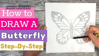 How To Draw a Butterfly 🦋Easy for Kids Teens amp Adults 🦋Beginner Stepby Step Drawing Tutorial [upl. by Tiebold337]