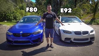 BMW M3 HEAD TO HEAD REVIEW F80 Vs E92  Is The V8 Still King [upl. by Yzus64]