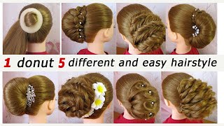 1 base  5 Chignons faciles  Easy and quick hairstyles for wedding guest  Hairstyle for bridal [upl. by Suiramed]