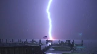 VERY close lightning strike video [upl. by Idnis]