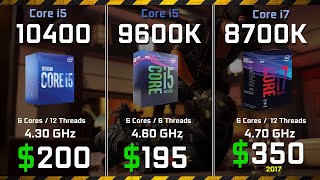 Core i5 10400 vs i5 9600K vs i7 8700K FPS Rendering and Gaming Performance comparison [upl. by Onitnerolf219]